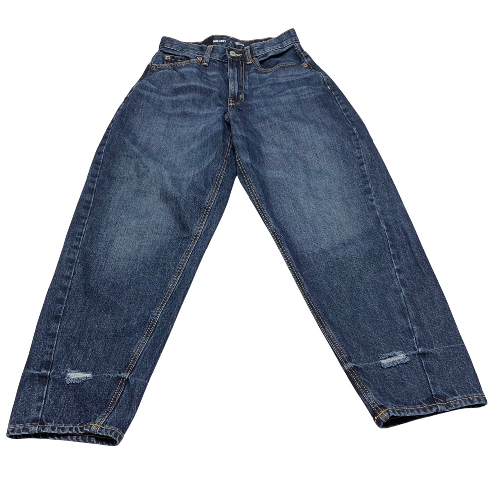 Old Navy Extra High-Rise Balloon Womens Jeans 4‎ Blue Cotton Distressed